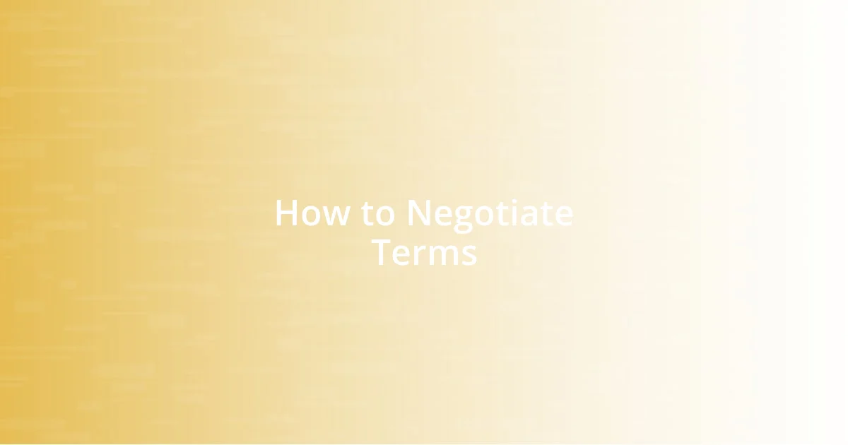 How to Negotiate Terms