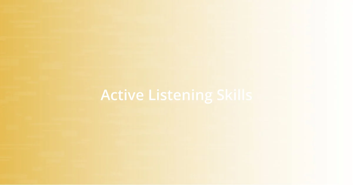 Active Listening Skills