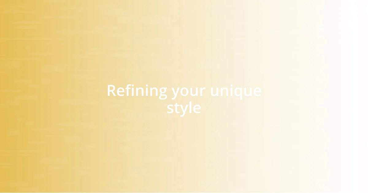 Refining your unique style