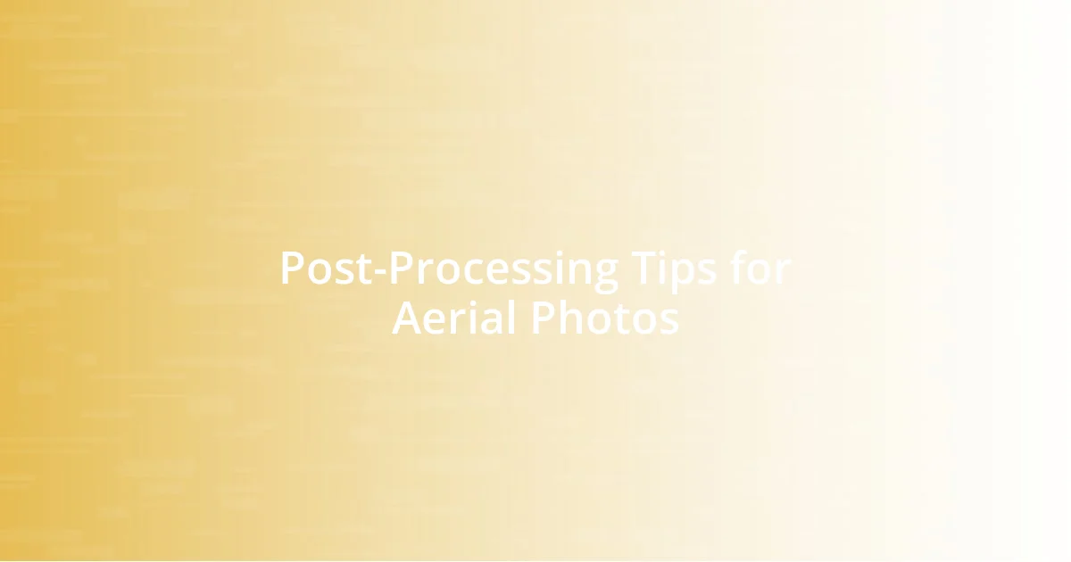 Post-Processing Tips for Aerial Photos