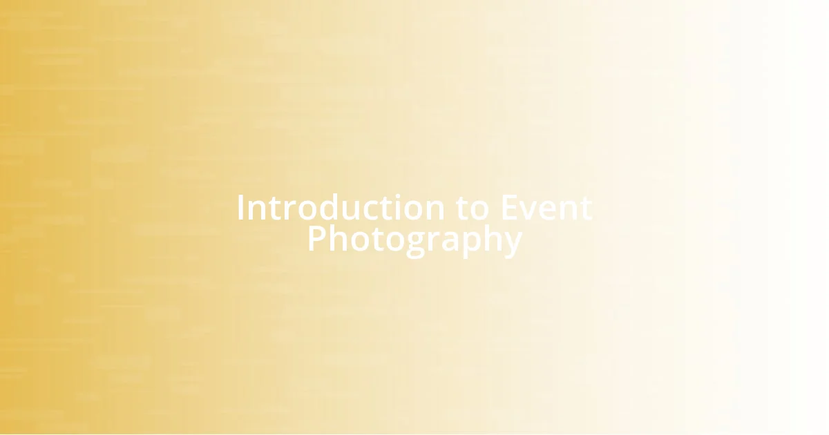 Introduction to Event Photography