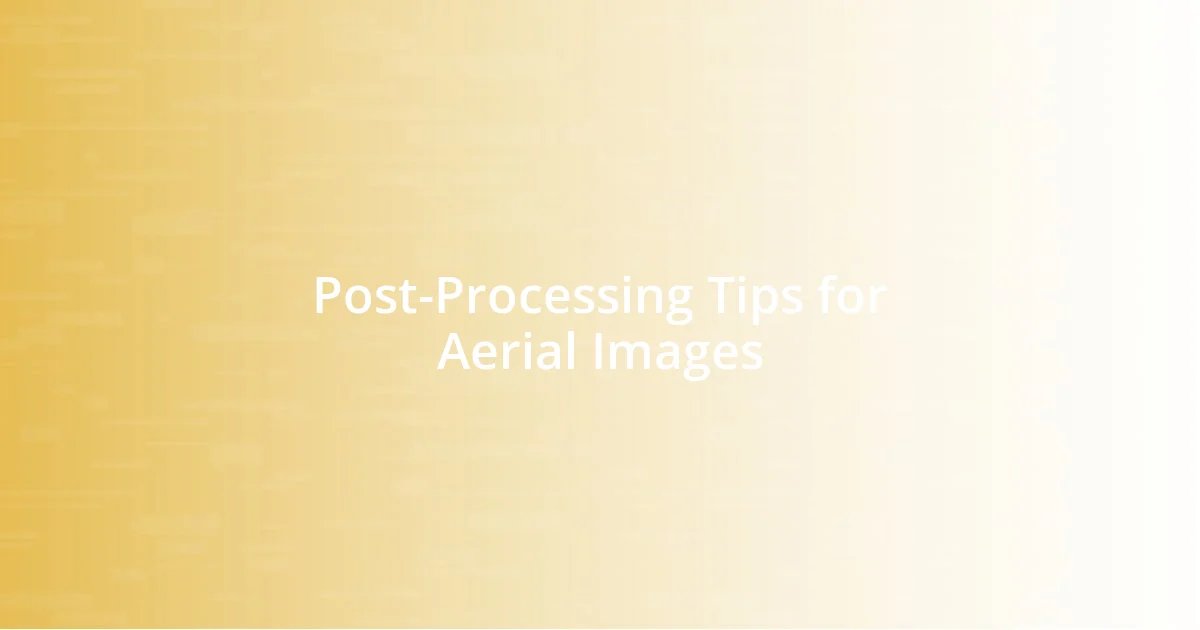 Post-Processing Tips for Aerial Images