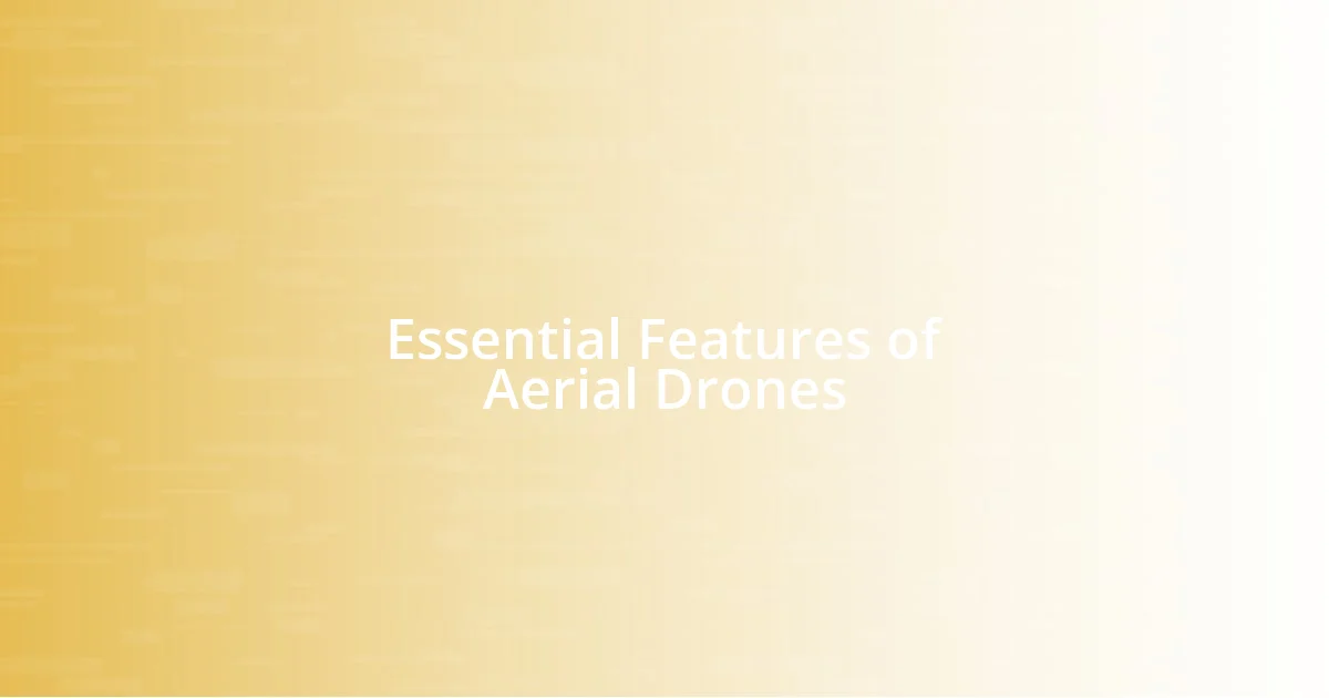 Essential Features of Aerial Drones