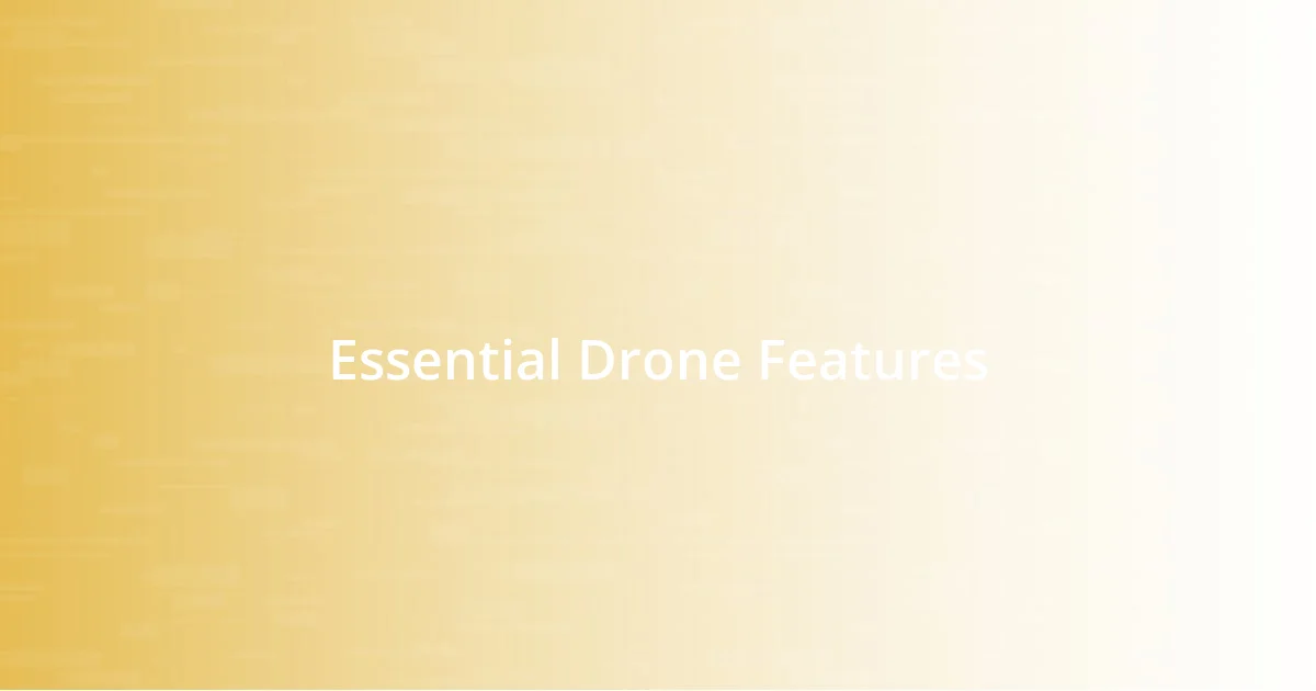 Essential Drone Features