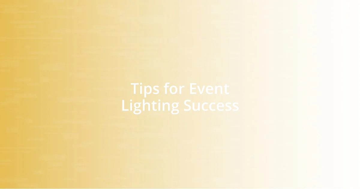 Tips for Event Lighting Success